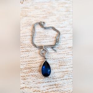 Elegant Blue Teardrop Pendant Necklace